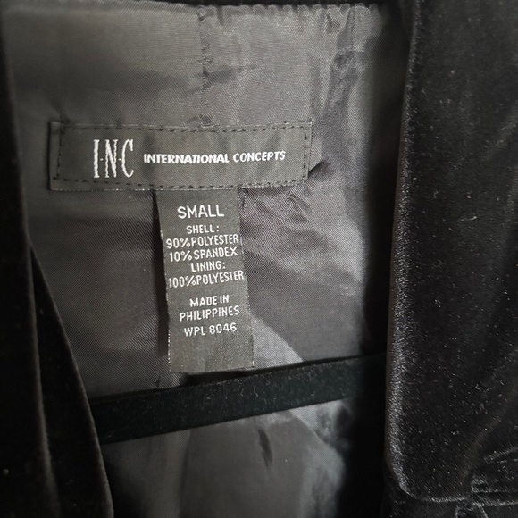 INC Black Velvet Moto Jacket with Gold Zipper Details – Size S - Picture 3 of 3